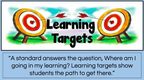 Learning Targets - A standard answers the quesion, Where am I giong in my learning? Learning targets show students the path 
